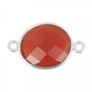Intercalaire pierre facettée 11x13 mm serti Argent 925 Imitation Cornaline x1