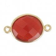 Intercalaire pierre facettée 11x13mm Argent 925 Plaqué Or Cornaline x1|raw }}