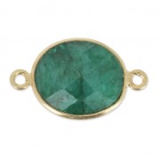 Intercalaire pierre facettée 11x13mm serti Argent 925 Plaqué Or Imitation Emeraude