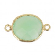 Intercalaire 2 anneaux pierre facettée 11x13 mm serti Argent 925 Plaqué Or / Chrysoprase x1|raw }}