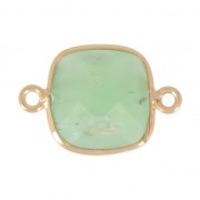 Intercalaire 2 anneaux pierre facettée 11 mm serti Argent 925 Plaqué Or / Chrysoprase x1|raw }}