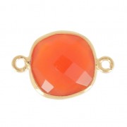 Intercalaire  pierre facettée 11 mm Argent 925 Plaqué Or Imitation Cornaline x1