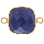 Intercalaire 2 anneaux pierre facettée 11 mm serti Argent 925 Plaqué Or / Lapis Lazuli x1|raw }}