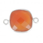 Intercalaire 2 anneaux pierre facettée 11mm Argent 925 - Cornaline x1|raw }}
