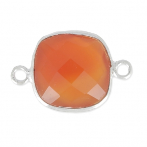 Intercalaire 2 anneaux pierre facettée 11mm Argent 925 - Cornaline x1