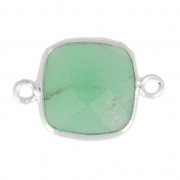 Intercalaire 2 anneaux pierre facettée 11 mm serti Argent 925 / Chrysoprase x1|raw }}