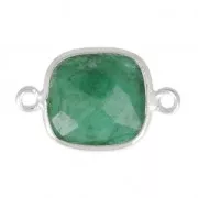 Intercalaire pierre facettée 11 mm serti Argent 925 / Imlitation Emeraude