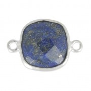 Intercalaire 2 anneaux pierre facettée 11 mm serti Argent 925 / Lapis Lazuli x1|raw }}