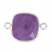 Intercalaire 2 anneaux pierre facettée 11 mm serti Argent 925 / Améthyste x1