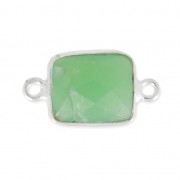 Intercalaire 2 anneaux pierre facettée 10x8 mm serti Argent 925 / Chrysoprase x1|raw }}