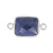 Intercalaire 2 anneaux pierre facettée 10x8 mm serti Argent 925 / Lapiz Lazuli x1|raw }}
