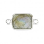 Intercalaire 2 anneaux pierre facettée 10x8 mm serti Argent 925 / Labradorite x1|raw }}
