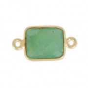 Intercalaire 2 anneaux pierre facettée 10x8 mm Argent 925 Plaqué Or Chrysoprase x1