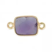 Intercalaire 2 anneaux pierre facettée 10x8 mm Argent 925 Plaqué Or / Améthyste x1