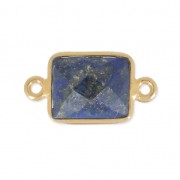 Intercalaire 2 anneaux pierre facettée 10x8 mm Argent 925 Plaqué Or / Lapis Lazuli x1