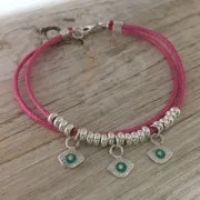 Breloque oeil porte bonheur avec strass 8 mm en Argent 925 x1