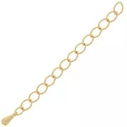 Chainette d'extension maille Rombo 60 mm avec petite goutte - Doré à l'or fin x1