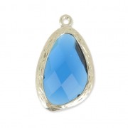 Pendentif verre facetté 22 mm doré/Montana x1