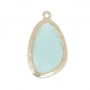 Pendentif verre facetté 22 mm doré/Chrysoprase x1