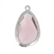 Pendentif verre facetté 22 mm argenté/Amethyst x1