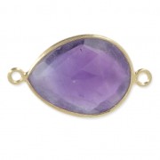 Intercalaire pierre facettée 13x17mm serti Argent 925 Plaqué Or / Améthyste x1|raw }}