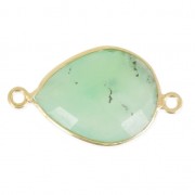 Intercalaire 2 anneaux pierre facettée 13x17mm serti Argent 925 Plaqué Or/Chrysoprase x1|raw }}