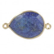 Intercalaire 2 anneaux pierre facettée 13x17mm serti Argent 925 Plaqué Or/Lapis x1|raw }}