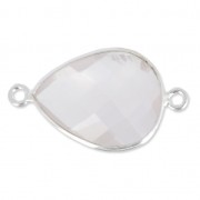 Intercalaire 2 anneaux pierre facettée 13x17mm serti Argent 925 / Quartz rose  x1