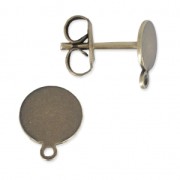 Clous d'oreilles disque 6 mm pour la création de bijoux fantaise bronze x2|raw }}