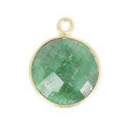 Pendentif pierre ronde facettée 12 mm serti Argent 925 Plaqué Or / Chrysoprase x1|raw }}