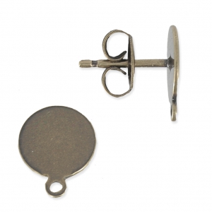 Clous d'oreilles disque 8 mm pour la création de bijoux fantaise bronze x2