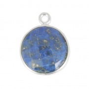 Pendentif pierre ronde facettée 12 mm serti Argent 925 / Lapis x1|raw }}