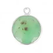 Pendentif pierre ronde facettée 12 mm serti Argent 925 / Chrysoprase x1