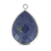 Pendentif goutte pierre facettée 13x17 mm serti Argent 925 / Lapis x1