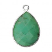 Pendentif goutte pierre facettée 13x17 mm serti Argent 925 / Chrysoprase x1|raw }}
