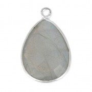 Pendentif goutte pierre facettée 13x17 mm serti Argent 925 / Labradorite x1|raw }}