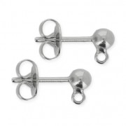 Clous d'oreilles boule 4 mm argenté vieilli x2