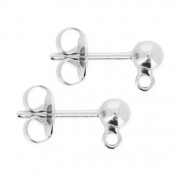 Clous d'oreilles boule 4 mm Placage argent fin x2