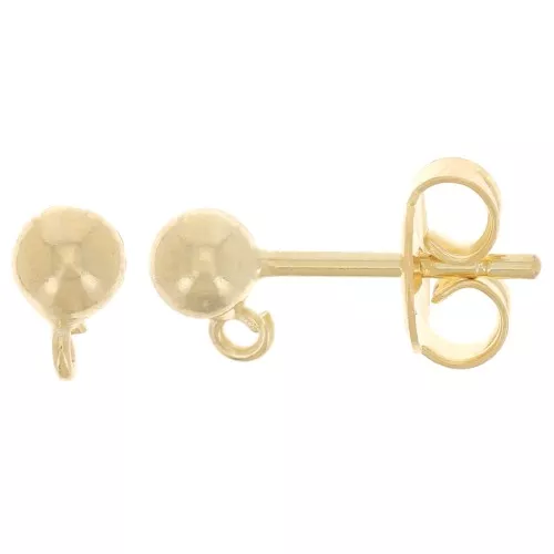 Clous d'oreilles boule 4 mm - Doré à l'or fin x2