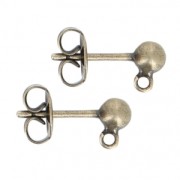 Clous d'oreilles boule 4 mm bronze vieilli x2|raw }}