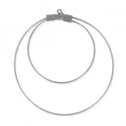 Supports boucles d'oreilles - Créoles doubles 45 mm x 0.8 mm argenté vieilli x2