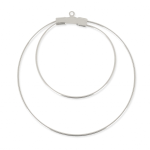 Supports boucles d'oreilles - Créoles doubles 45 mm x 0.8 mm Placage argent fin x2
