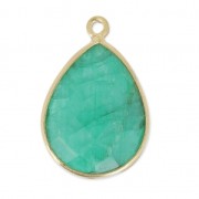 Pendentif goutte pierre facettée 13x17 mm serti Argent 925 Plaqué Or /Dyed Emerald x1|raw }}