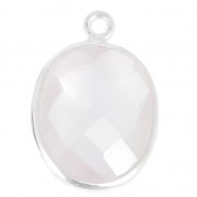 Pendentif pierre ovale facettée 11x13 mm serti Argent 925 / Quartz rose x1|raw }}