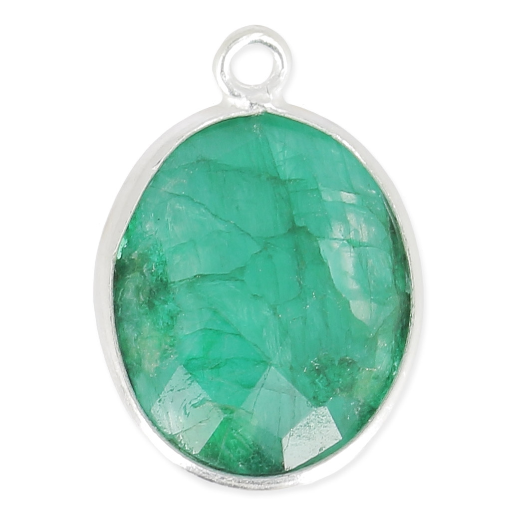 Pendentif Argent 925 Serti D'émeraudes - 2 Carats - Poids Total 2,3 G - Neuf Sans Emballage