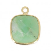 Pendentif carré pierre facettée 11 mm serti Argent 925 Plaqué Or/ Chrysoprase x1|raw }}
