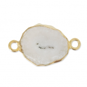 Intercalaire Druzy Quartz 2 anneaux 12 mm en Argent 925 Plaqué or x1