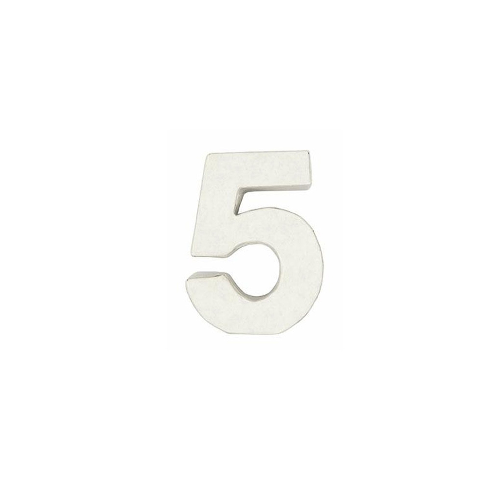 Petit Chiffre 5 En Papier Mache 7 X 5 Cm Blanc A Poser Et A Decorer Perles Co