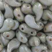 Perles en verre tchèque 2 trous Zoliduo® Left 5x8mm Vert Gris Marbré x20|raw }}