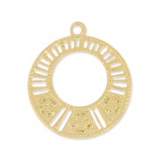 Pendentif créole filigrané motif fleur 25 mm doré à l'or fin x1|raw }}